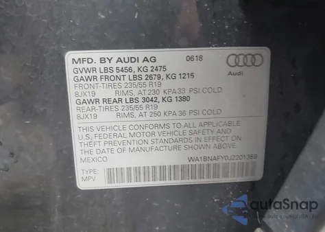 2018 Audi Q5 2.0T Premium/2.0T Tech Premium from USA, damaged, VIN WA1BNAFY0J2201359